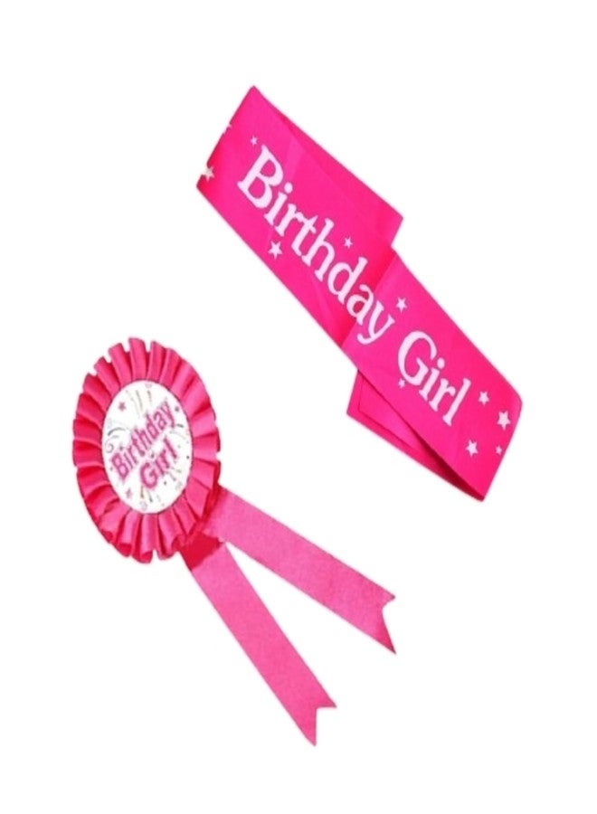 Fun Affairs Birthday Girl Sash with Badge for Girls Women Party Props, Hot Pink - Image 1